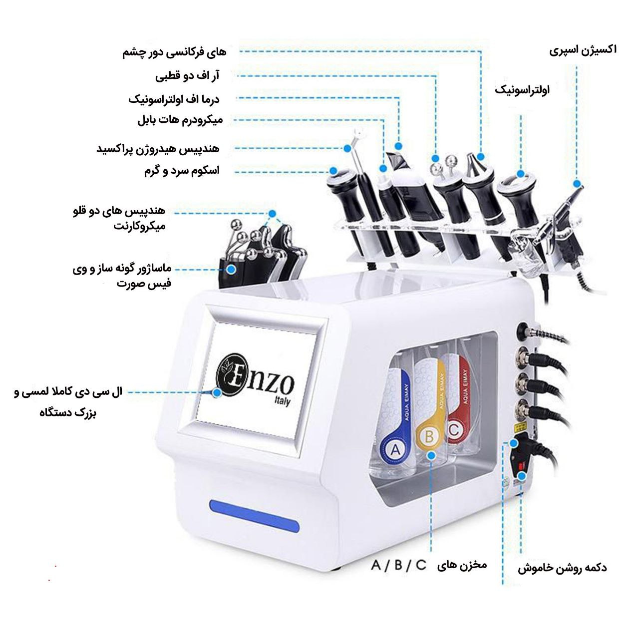 دستگاه پاکسازی و جوانسازی پوست (هات بابل) 10 کاره با یک سال گارانتی - Image 4